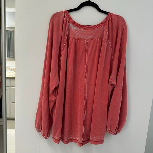 Free People We The Free Red Arcadia Henley Top Size Large - Picture 8 of 9